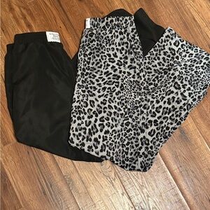Leopard Print and Black jogger pants